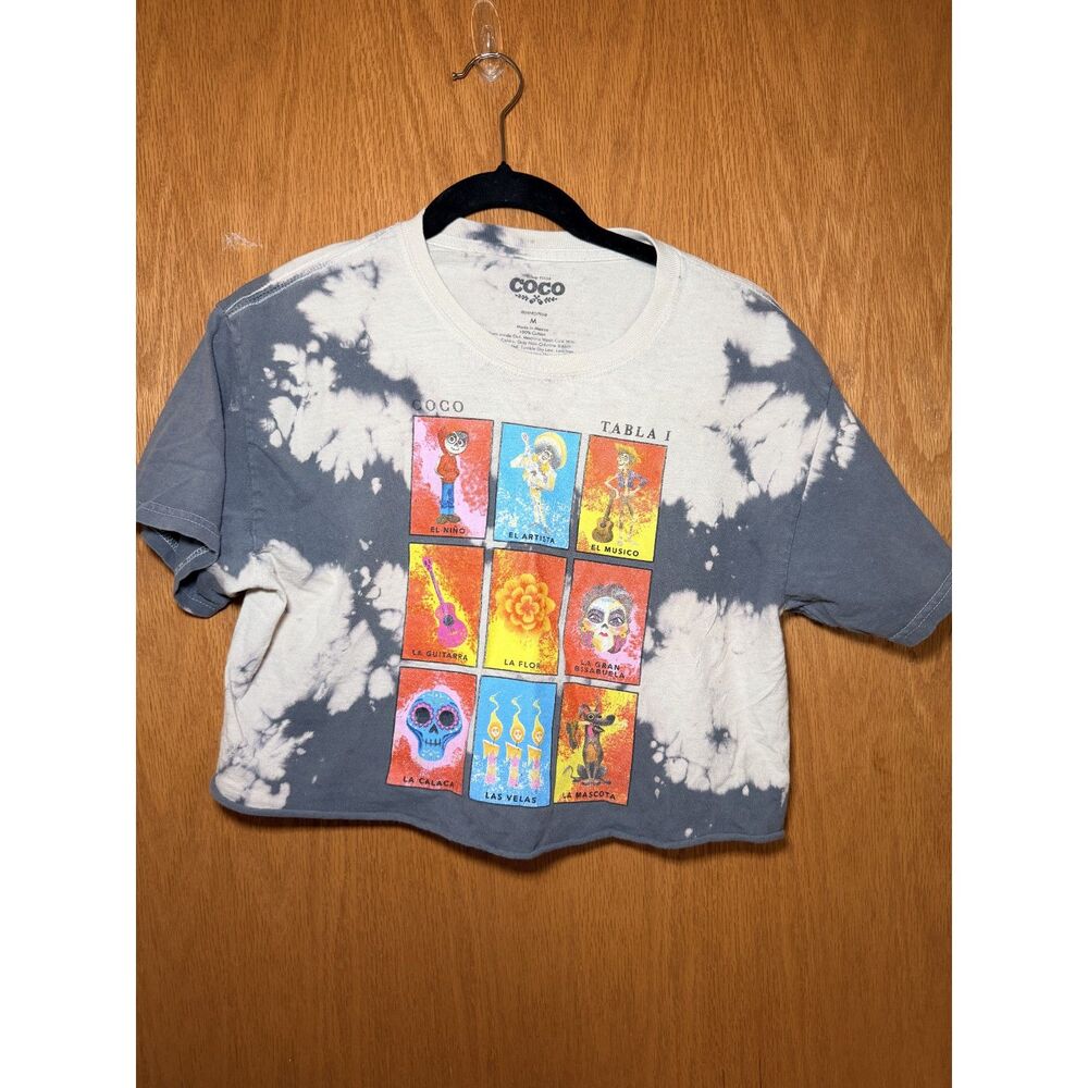 Disney Pixar Coco Women's Cropped Tie Dye Graphic Tee Size M